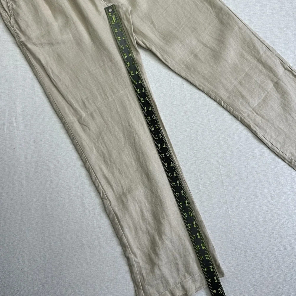 Quince 100% European Linen Pants Beige Elastic Waist Drawstring Medium CMA01